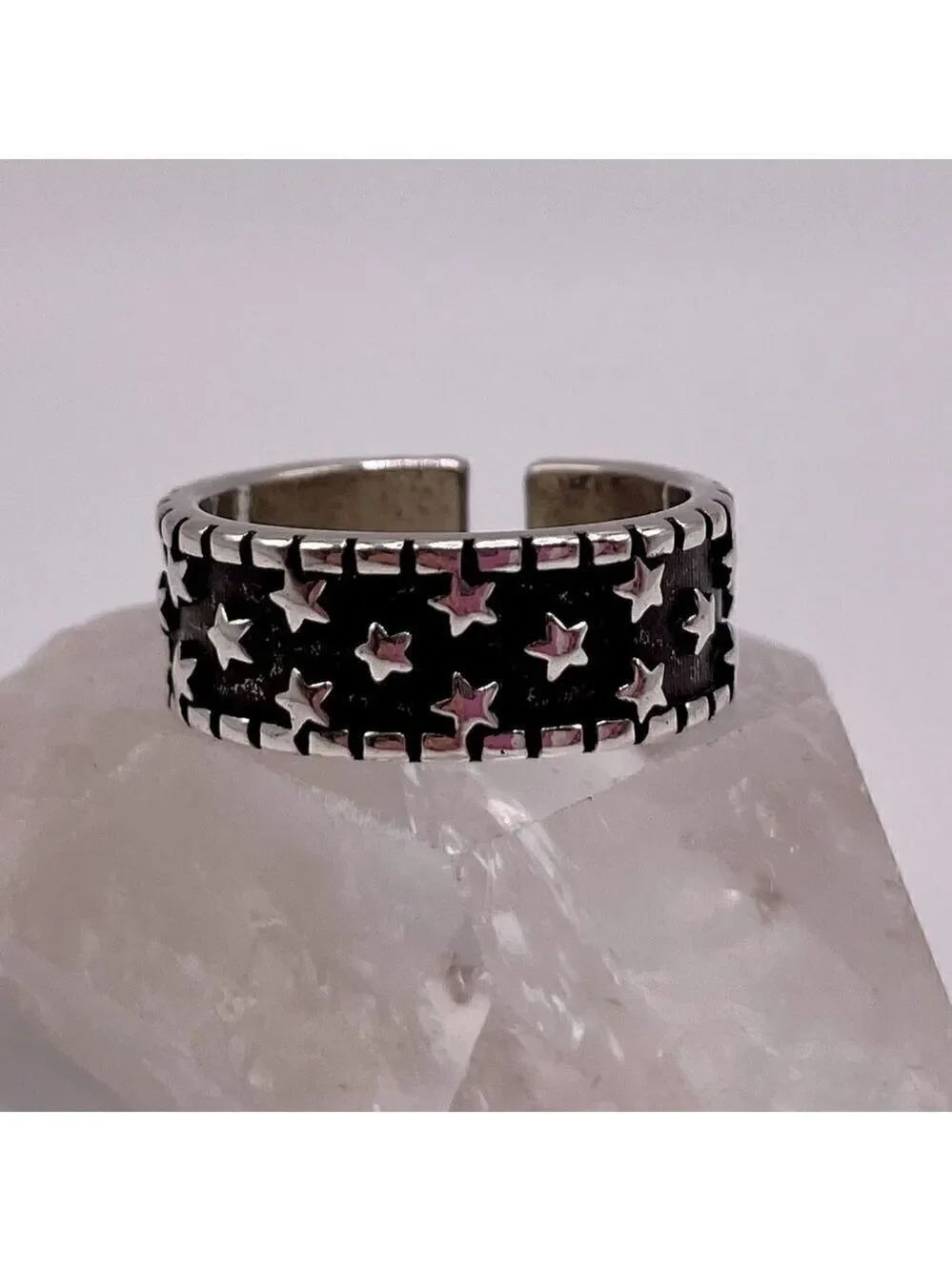 925 Sterling Stamped Adjustable Star Boho Ring #1308